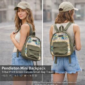Pendleton Mini Backpack Green Canvas Tribal Print Small Travel Bag GC848-54769